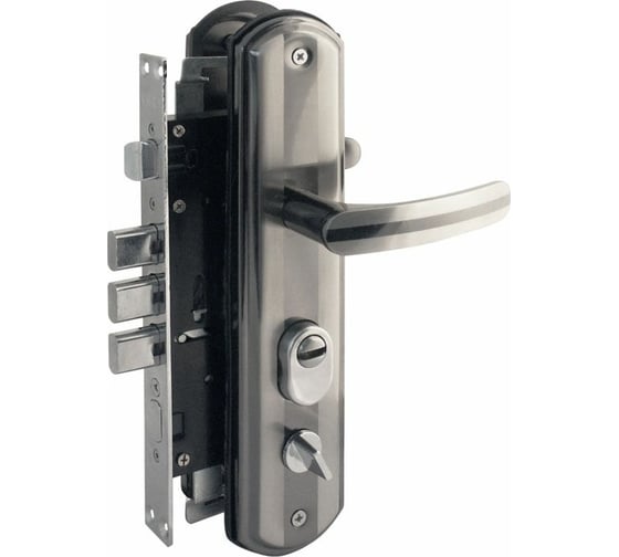 Изображение товара Врезной замок НОРА-М N200-68мм левый, мат.хром/черн.никель 14533