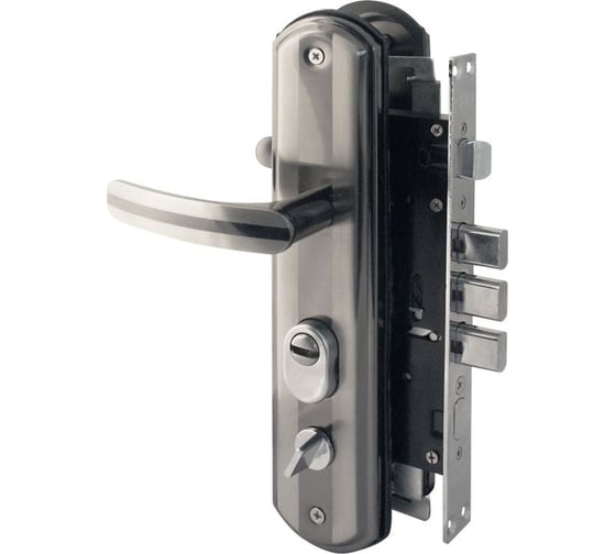 Изображение товара Врезной замок НОРА-М N200-68мм правый, мат.хром/черн.никель 14534