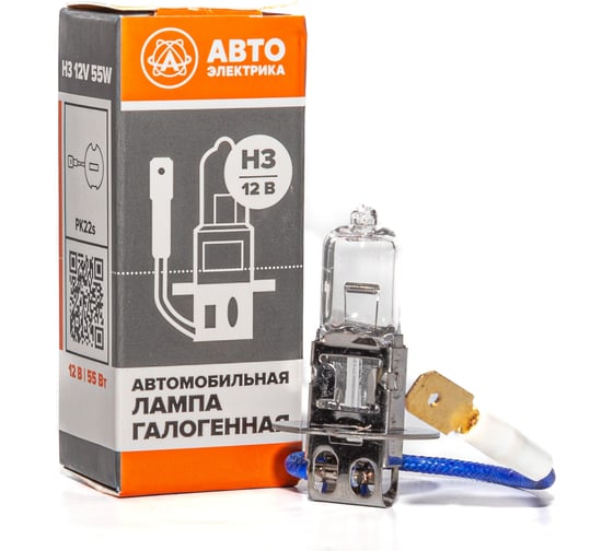 Изображение товара Автолампа АВТОЭЛЕКТРИКА h3 12-55 pk22s, галогенная 12 в 09.02394