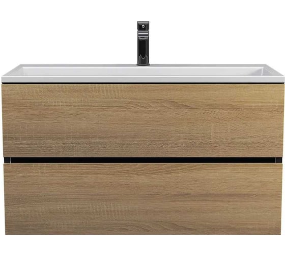 Изображение товара Тумба с раковиной для ванной Uperwood Barsa 90 см, раковина белая, подвесная тумба черная/дуб сонома 29830205649