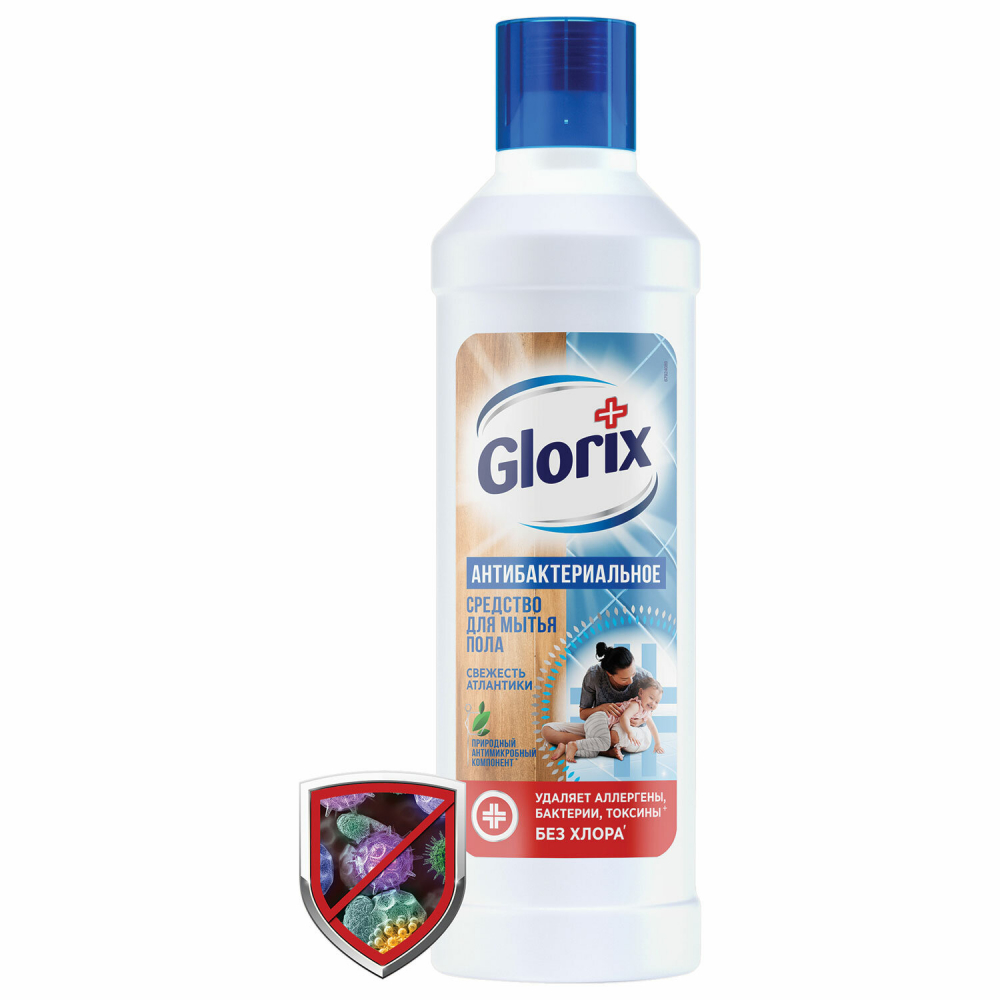 фото Дезинфицирующее средство для мытья пола glorix свежесть атлантики, 1 л 602277