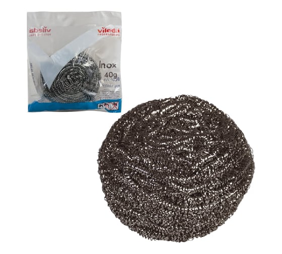 Изображение товара Металлическая губка Vileda Professional Инокс, для стойких загрязнений, нержавеющая сталь, вес 40 602098