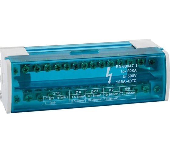 Изображение товара Шина "N" нулевая КЭАЗ на DIN-рейку в корпусе 2x15 групп 143227