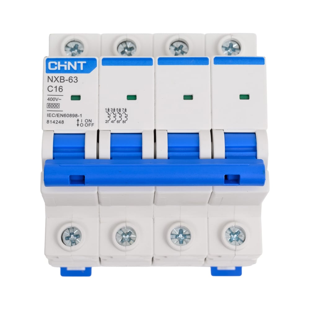Изображение товара Автоматический выключатель CHINT модульный 4п 16А 6кА NXB-63 (R)