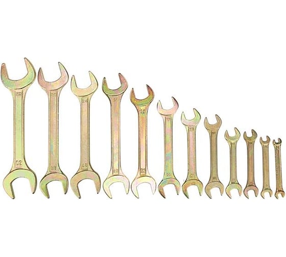 Изображение товара Набор рожковых ключей REXANT 6-32 мм, 12 шт желтый цинк 12-5845-2