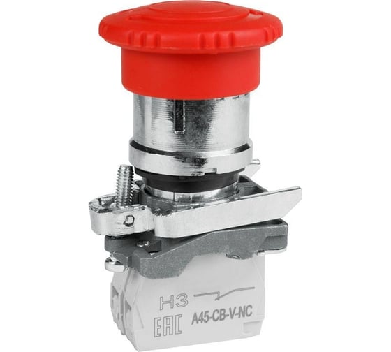 Изображение товара Кнопка аварийной остановки КЭАЗ OptiSignal D22 C4-ESTR-01 металл, 1НЗ, возврат поворотом XB4BS8442 332178