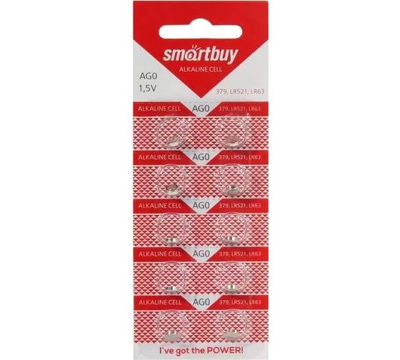 Изображение товара Батарейка Smartbuy часовая ag0-10b (100/2000) упаковка 10 шт. SBBB-AG0-10B