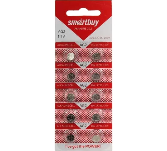 Изображение товара Батарейка Smartbuy часовая ag2-10b (100/2000) упаковка 10 шт. SBBB-AG2-10B