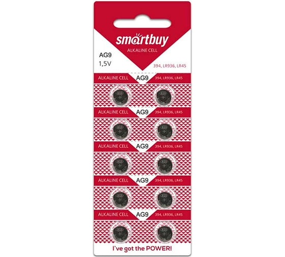 Изображение товара Батарейка Smartbuy часовая ag9-10b (100/2000) упаковка 10 шт. SBBB-AG9-10B