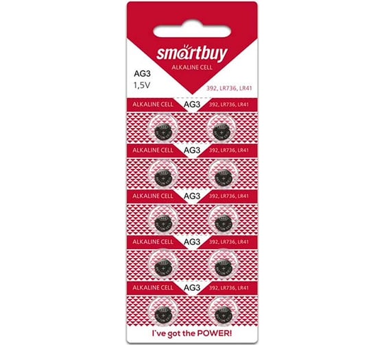 Изображение товара Батарейка Smartbuy часовая ag3-10b (100/2000) упаковка 10 шт. SBBB-AG3-10B