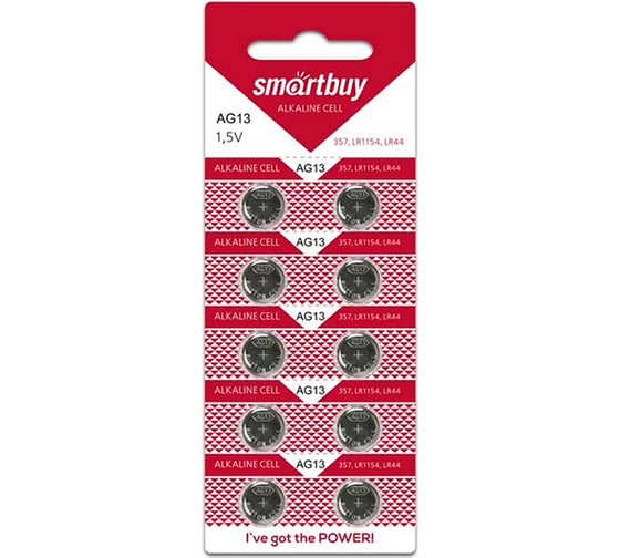 Изображение товара Батарейка Smartbuy часовая ag13-10b (100/2000) упаковка 10 шт. SBBB-AG13-10B
