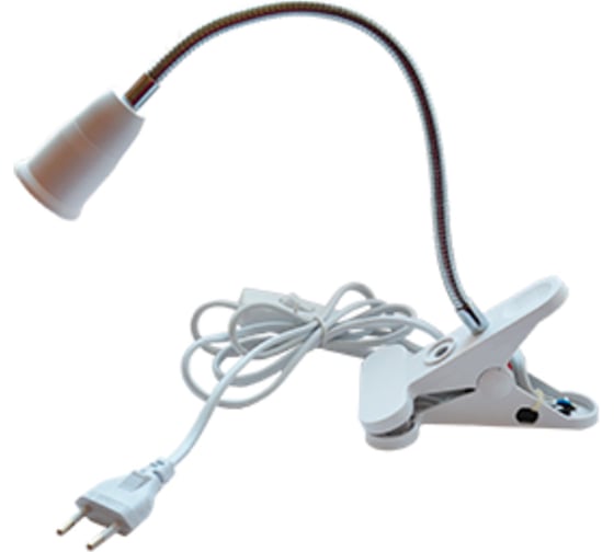 Изображение товара Светильник прищепка Ecola Base с вилкой, с выключателем, патрон e27, гибкий, 300мм, белый APF7FWEAY