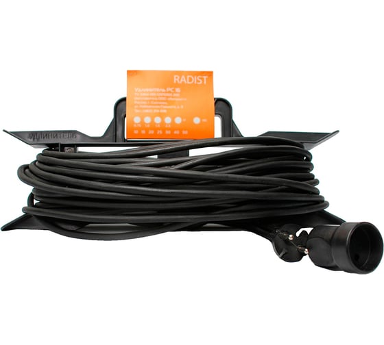 Изображение товара Удлинитель Радист РС16 рамка 6А 1 гнездо 2*0,75 30м чёрный 105