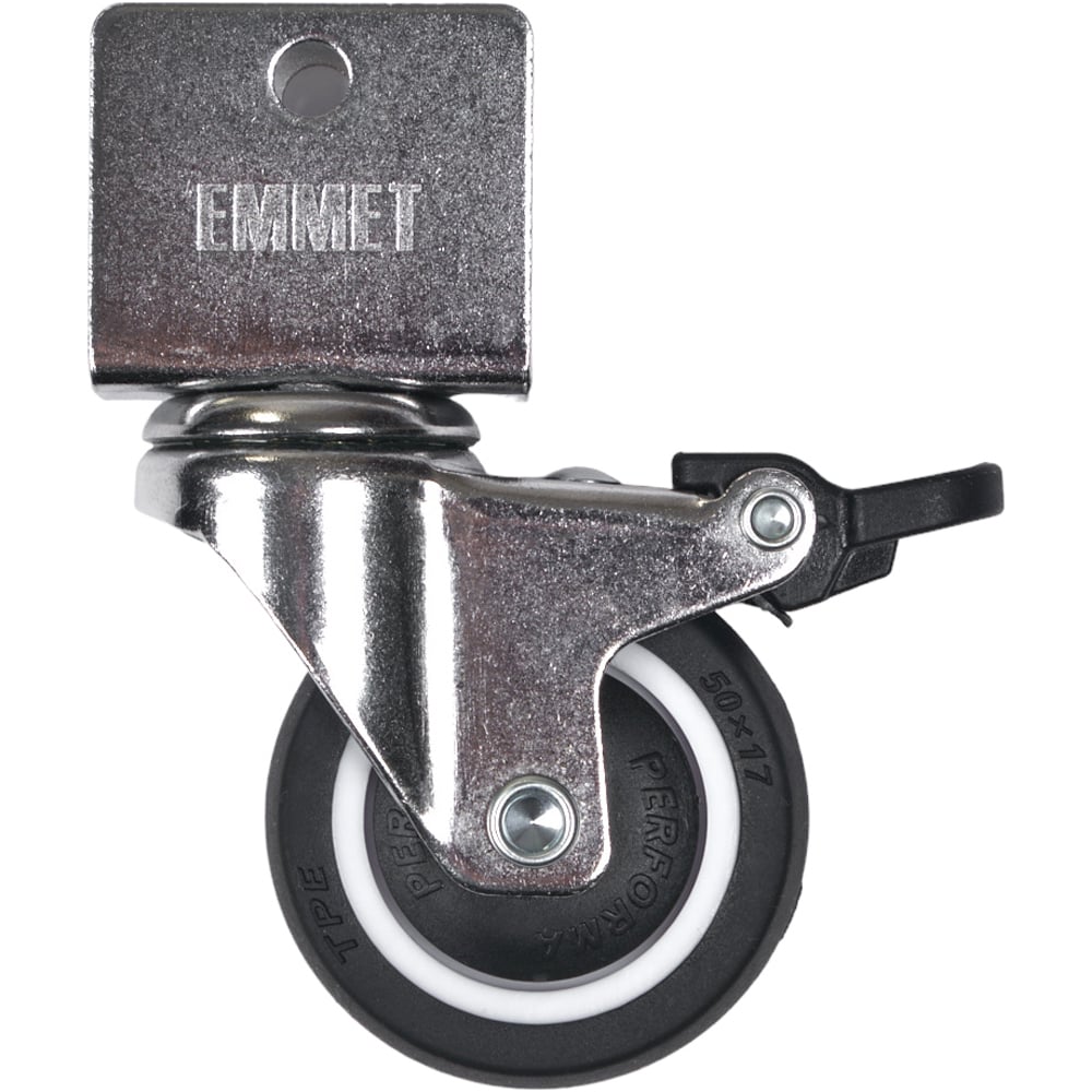 Изображение товара Комплект мебельных колес EMMET со стопором, п-образная пята 17 мм, 4 шт.