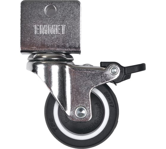 Изображение товара Комплект мебельных колес EMMET со стопором, п-образная пята 17 мм, в комплекте 4 шт. E1122-П