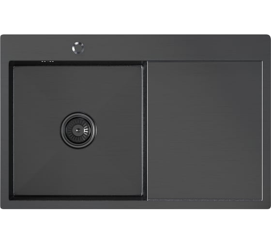 Изображение товара Мойка настольного монтажа MIXLINE 78x50 (3,0) лев. вып 3 1/2 pro 20см с сифоном (черный графит) 552922