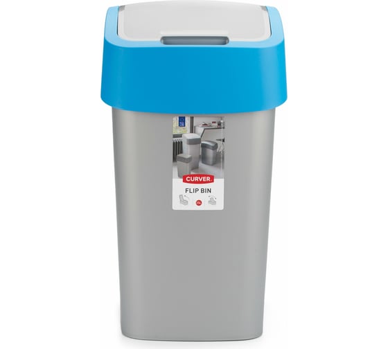 Изображение товара Контейнер для мусора CURVER FLIP BIN 25 л, голубой 02171-734-00