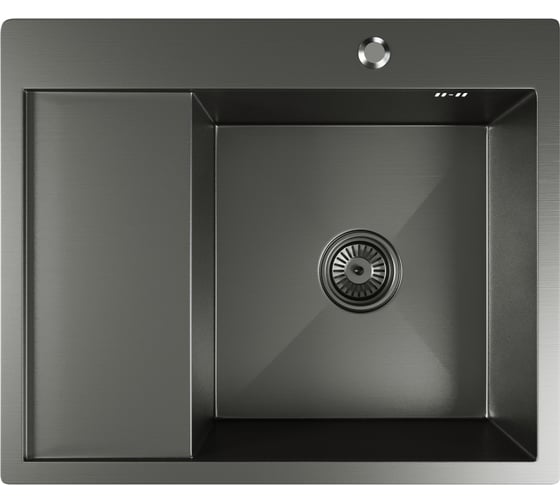 Изображение товара Мойка настольного монтажа MIXLINE 60x50 (3,0) прав. вып 3 1/2 pro 20см с сифоном (черный графит) 552929