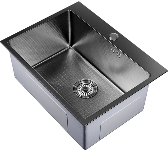 Изображение товара Мойка настольного монтажа MIXLINE 60x45 (3,0) вып 3 1/2 pro 22см с сифоном (черный графит нано) 552933