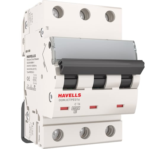Изображение товара Автоматический выключатель Havells 3P, 6kA, C-16A, 3M. 7701603