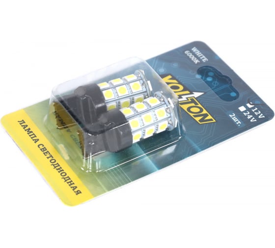 Изображение товара Светодиодная лампа VOLTON T20 T050B W3x16D 12V 27SMD 5730, 1 контакт блистер, 2 шт VLTC2012