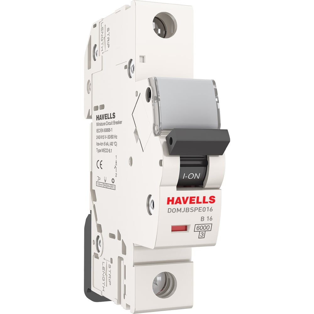 Изображение товара Автоматический выключатель Havells 1P, 6kA, B-16A, 1M. 7701550