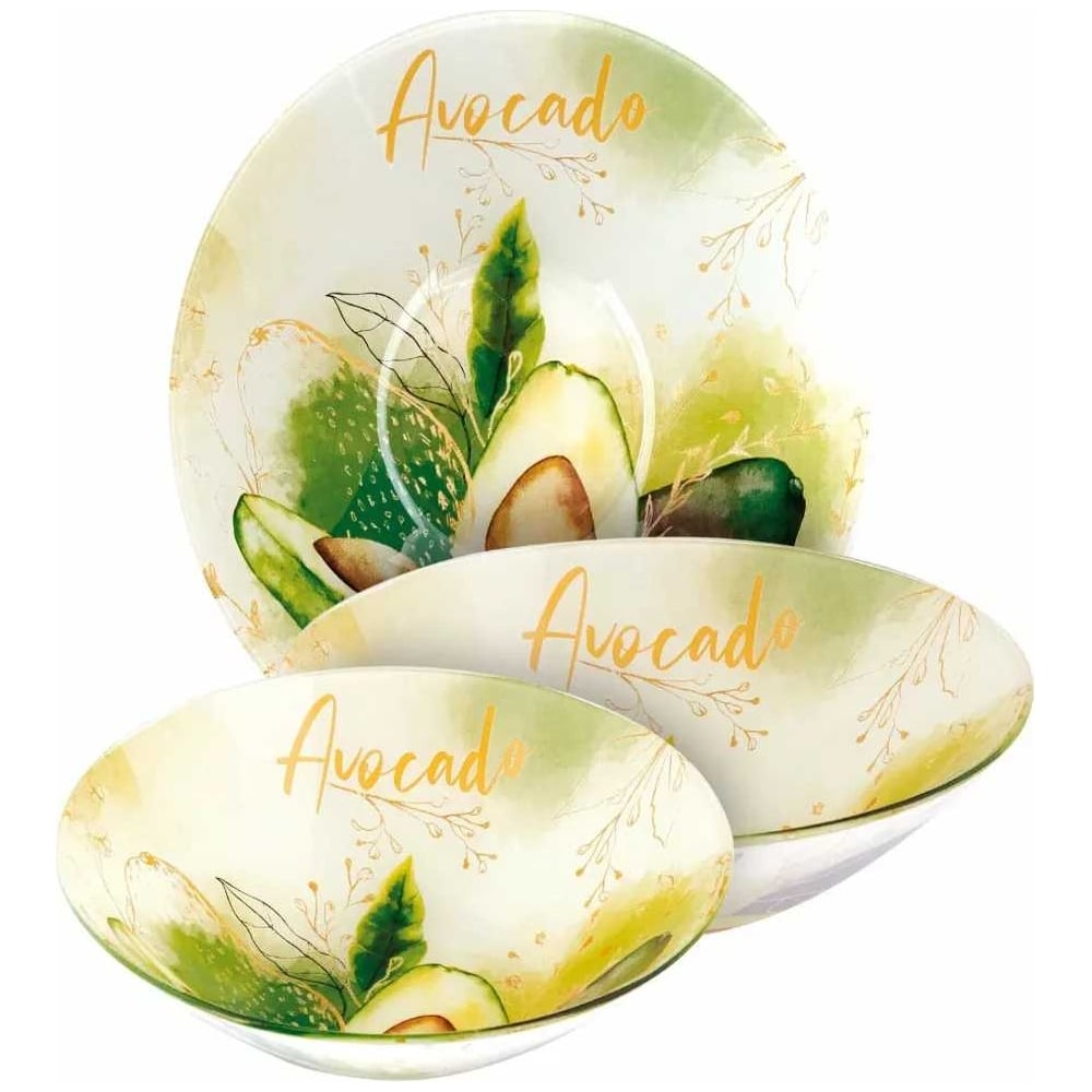 Изображение товара Набор стеклянных салатников appetite, 3 предмета, зеленый