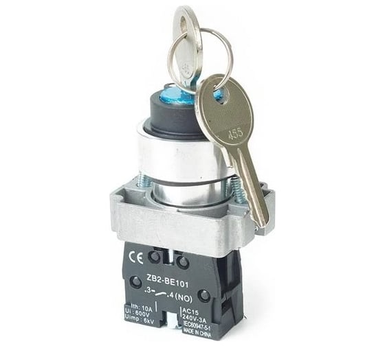 Изображение товара Переключатель HLT BG21 черный 2 положения с замком не возвратный NO IP20 085-17-090