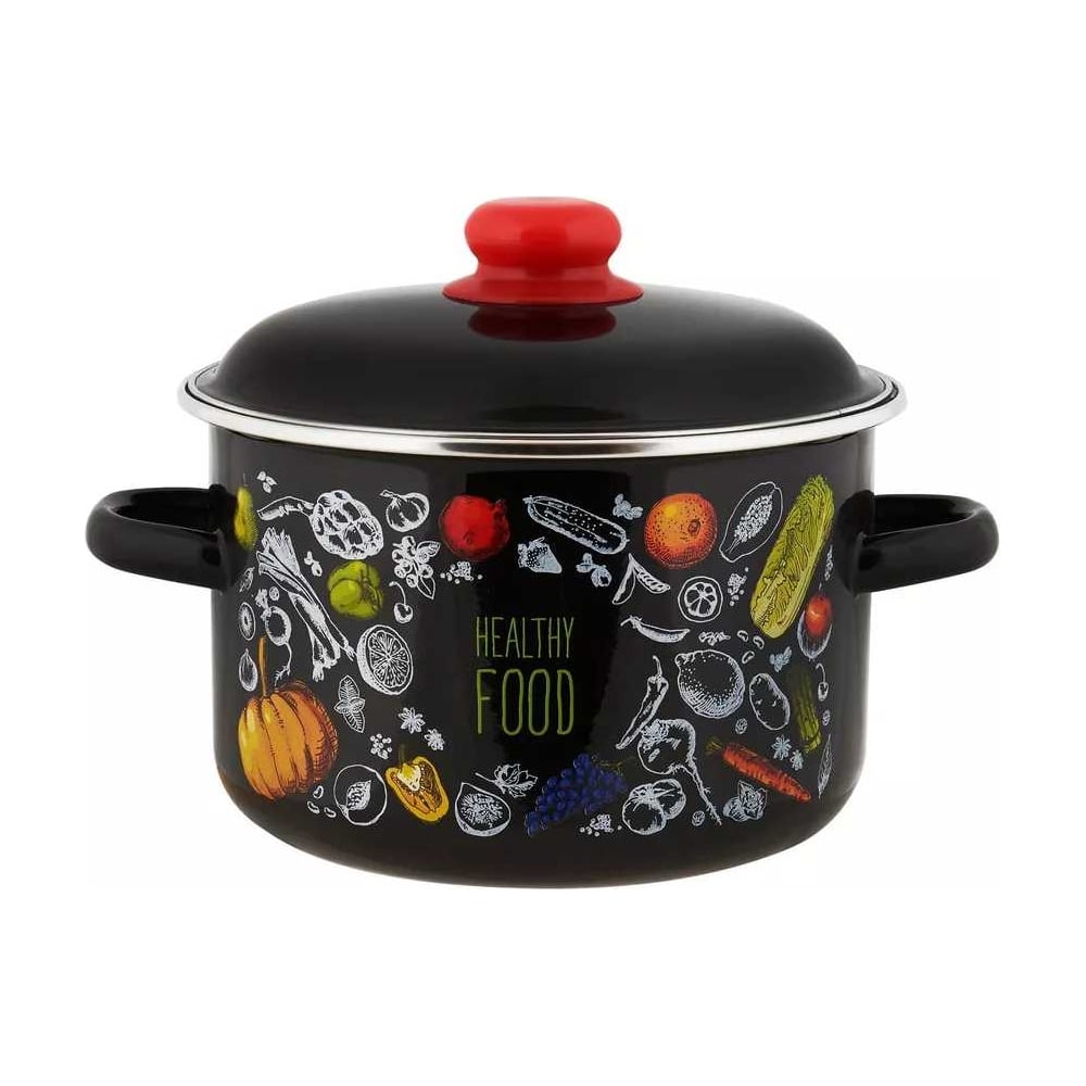 Изображение товара Эмалированная кастрюля appetite цилиндрическая, healthy food, 2 л 550003342