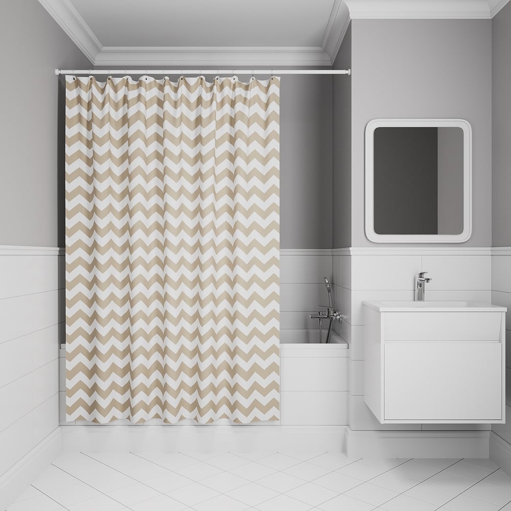 Изображение товара Штора для ванной IDDIS 200x180 см полиэстер водоотталкивающая утяжелитель