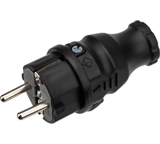 Изображение товара Прямая влагозащищенная вилка AGIS с заземлением, 16 а, ip44 каучук, черная МК101
