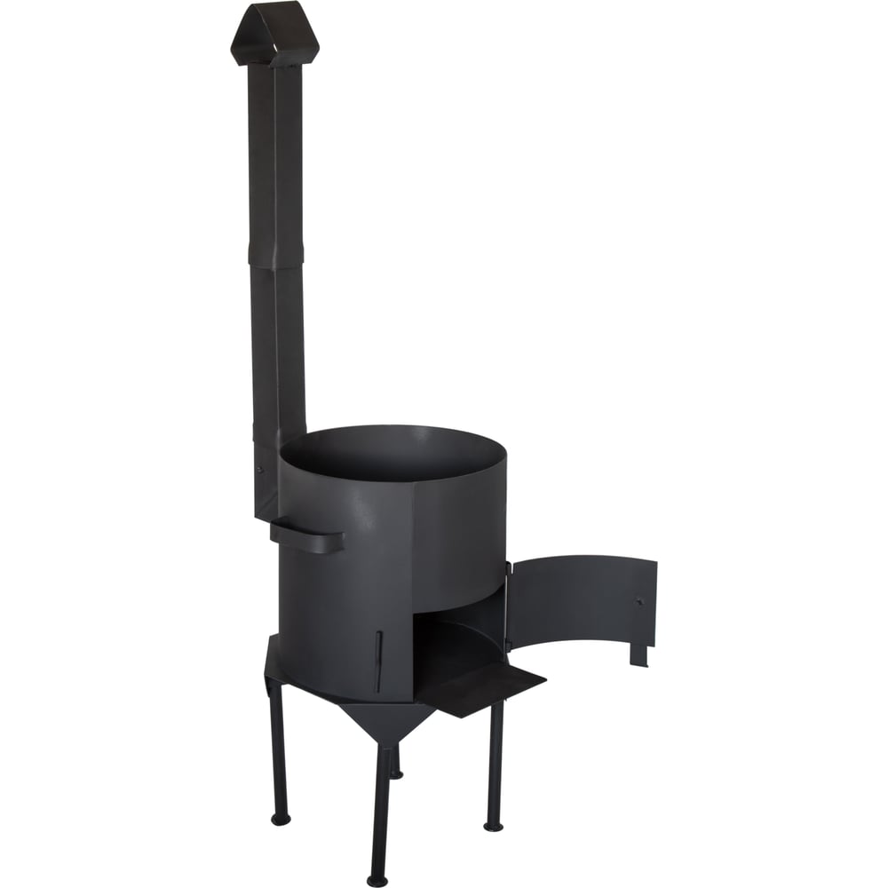 Изображение товара Печь для казана Davr Metall 16 л, диаметр 40 см, сталь 2 мм, с трубой и дверцей, съемные ножки, печь16л(с/н)