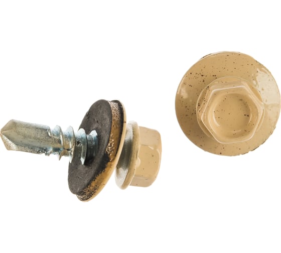 Изображение товара Кровельный саморез Качественный КРЕПЕЖ слоновая кость, 5.5х19 мм, RAL 1014, 60 шт. 0200163 КЧ