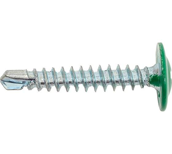 Изображение товара Саморез с прессшайбой Качественный КРЕПЕЖ зеленая мята, 4.2х25 RAL 6029, сверло, 230 шт. 0300198 КЧ