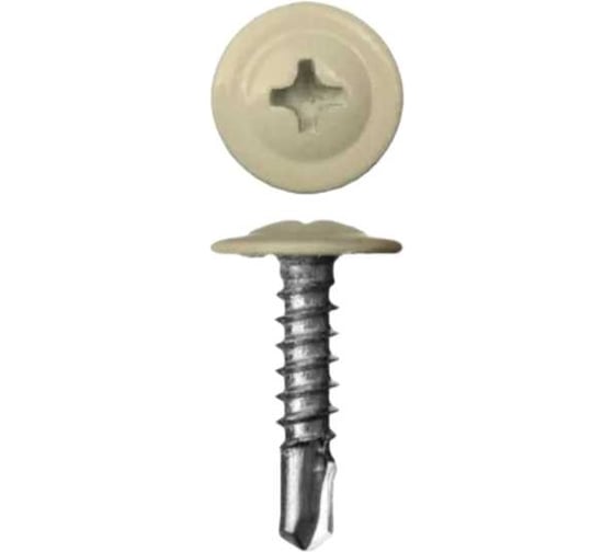 Изображение товара Саморез с прессшайбой Качественный КРЕПЕЖ светлая слоновая кость, 4.2х16 мм, RAL 1015, сверло, 250 шт. 0300216 КЧ