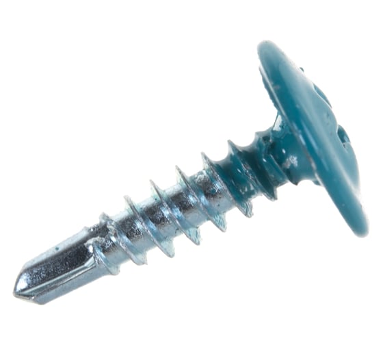 Изображение товара Саморез с прессшайбой Качественный КРЕПЕЖ синяя вода, 4.2х25 RAL 5021, сверло, 230шт. 0300202 КЧ