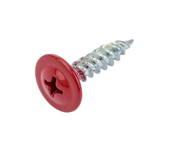 Изображение товара Саморез с прессшайбой Качественный КРЕПЕЖ красный рубин, 4.2х25 RAL 3003, острый,160, 160 шт. 0200214 КЧ