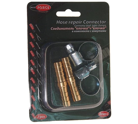 Изображение товара Соединитель елочка+елочка с хомутами (2 шт; 8x8 мм) ROCKFORCE RF-HRC05/05(1847)