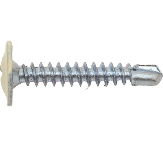 Изображение товара Саморез с прессшайбой Качественный КРЕПЕЖ светлая слоновая кость, 4.2х25 мм, RAL 1015, сверло, 230 шт. 0300220 КЧ