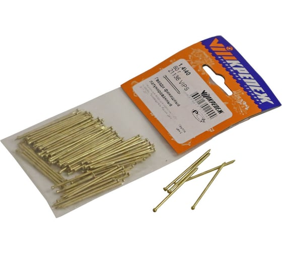 Изображение товара Финишные гвозди VIPкрепеж латунированные, 1,4x40 мм, 60 г 21136 VIPS