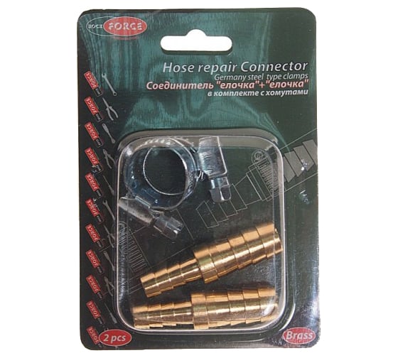 Изображение товара Соединитель елочка+елочка с хомутами (2 шт; 12x8 мм) ROCKFORCE RF-HRC08/05(1851)