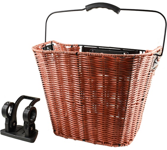 Изображение товара Корзина на руль JOY KIE BL-B-039 быстросъемная с креплением, лоза плетеная, ручка, до 5кг, коричневый HQ-0014256