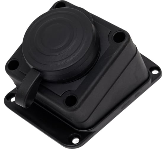 Изображение товара Штепсельная угловая влагозащищенная стационарная розетка AGIS с/з, 16а, ip44, каучук, черная МК104Е