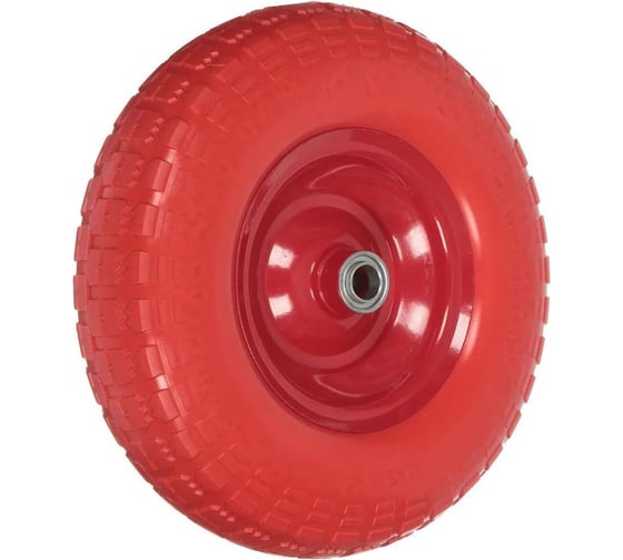 Изображение товара Колесо полиуретановое непрокалываемое для тачки/тележки, размер 4.00-6, 330 мм, подшипник 20 мм, не симметричная ступица WORKY ARD255887