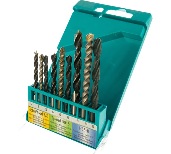 Изображение товара Набор свёрл комбинированный (9 шт; 5 дерево; 6 бетон; 8 металл) Heller TD17741