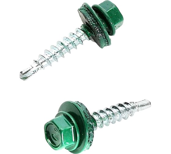 Изображение товара Кровельный саморез Качественный КРЕПЕЖ зеленый опал, 5.5х19 мм, RAL 6026, 200 шт. 1000182 КЧ