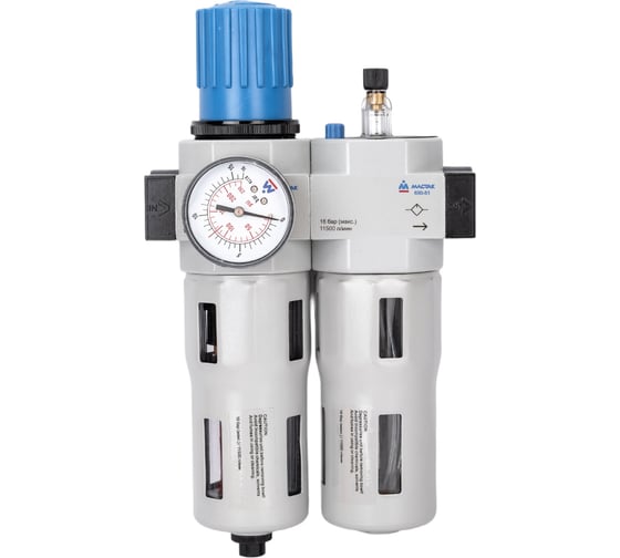 Изображение товара Фильтр влагоотделитель с редуктором и лубрикатором (3/4F; 16 бар) МАСТАК 690-51