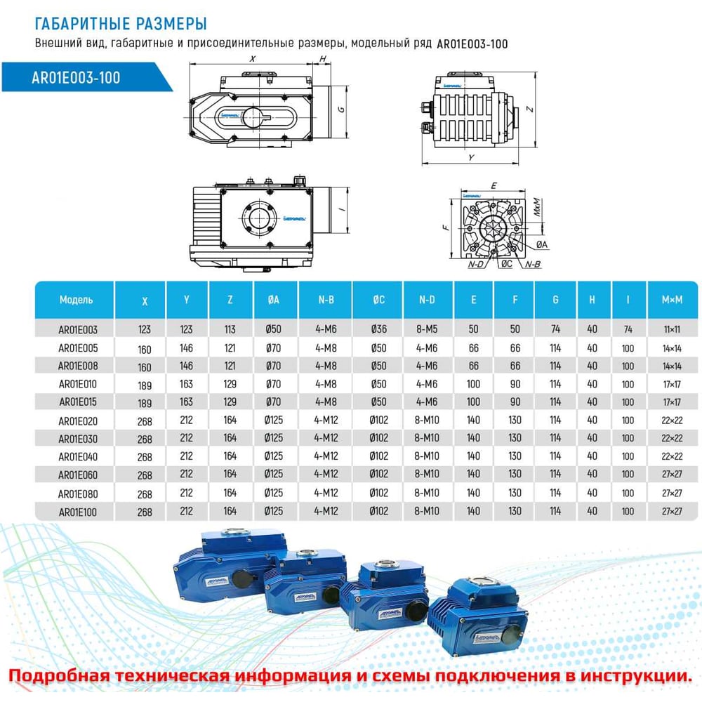 Изображение товара Электропривод четвертьоборотный ArTorq AR01E080.220/50 для управления арматурой
