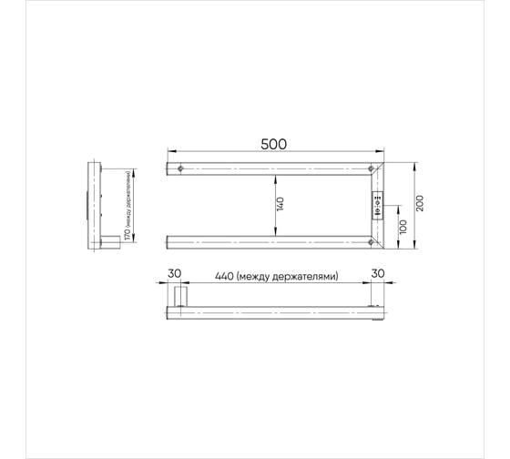 Изображение товара Электрический полотенцесушитель INDIGO Nix electro 20/50 таймер, скрытый провод справа, черный муар DGN20-50BRRt