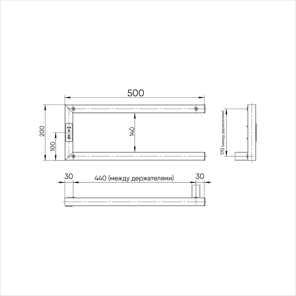 Изображение товара Электрический полотенцесушитель INDIGO Nix electro 20/50 таймер нержавеющая сталь черный муар